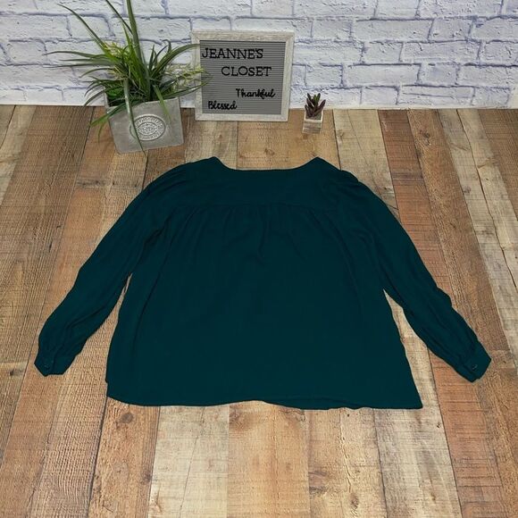 Eloquii green blouse button front‎ - Picture 6 of 11